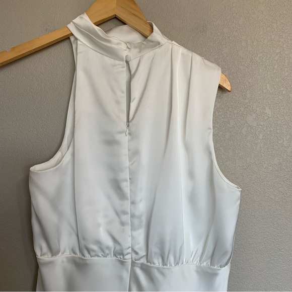 Lulus Distinctive Charm White Satin Asymmetrical Midi Dress Size Large NWT - Picture 8 of 17